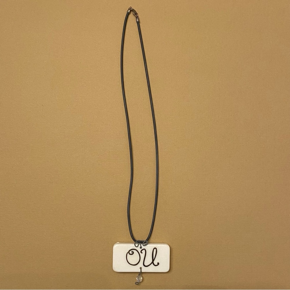 Vintage necklace, reversible, handmade with domino and OU and Traditions